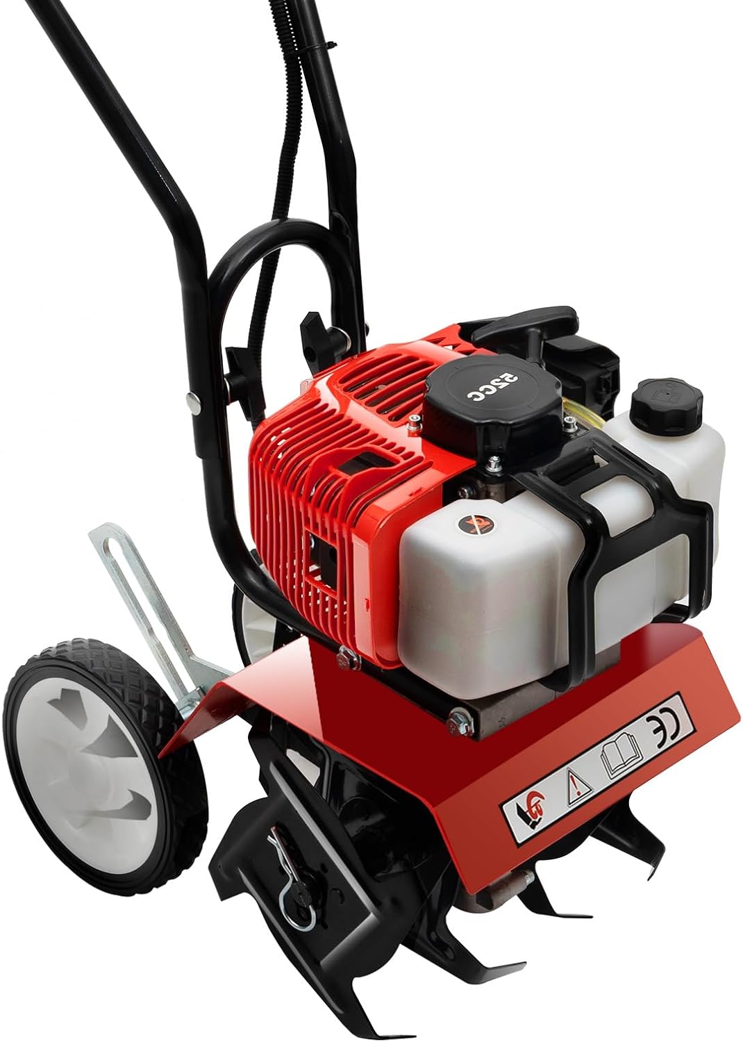 Susoso Motorhacken, 1650 W, 100 mm, 30 cm, Rot/Schwarz/Weiß, Gartenfräse Benzin, fräse 4 Klingen aus Manganstahl