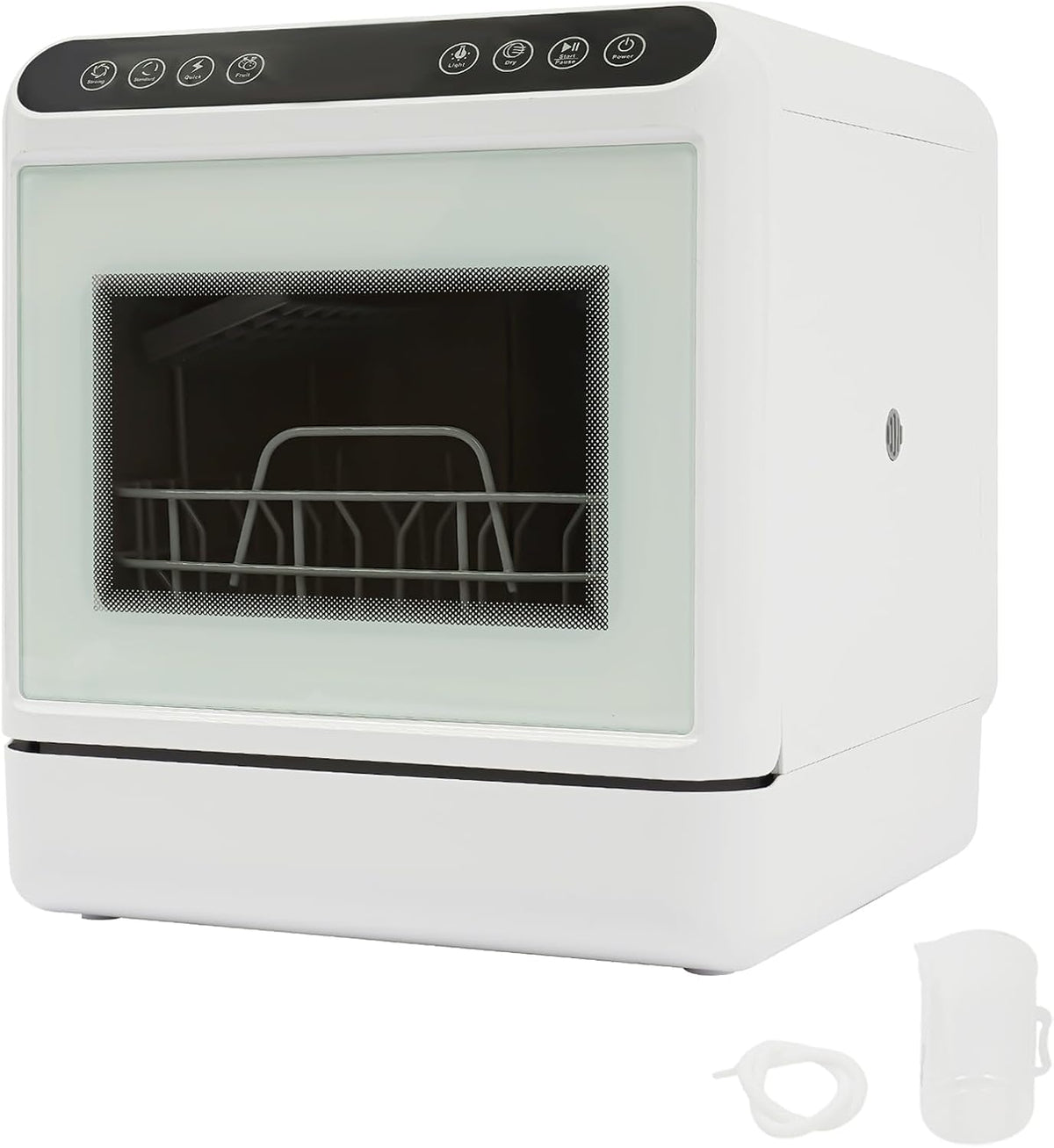6 L Tischgeschirrspüler, 41 × 46 × 46 cm / 16,14 × 18,11 × 18,11 Zoll, 1100 W, 52 dB, 1100 W, ABS, PP, Glas, Weiß