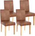 Mendler Esszimmerstuhl, Braun/Hellbraun, 4er-Set Stuhl Küchenstuhl Littau - Textil, Wildlederimitat, helle Beine