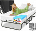 KESSER Matratze, 200x90 cm, 250 kg, Weiß/Schwarz/Blau, Klappbett Gästebett inkl. aus Memory-Schaum & Rollen, Metallbett mit Schaumstoff & Cover