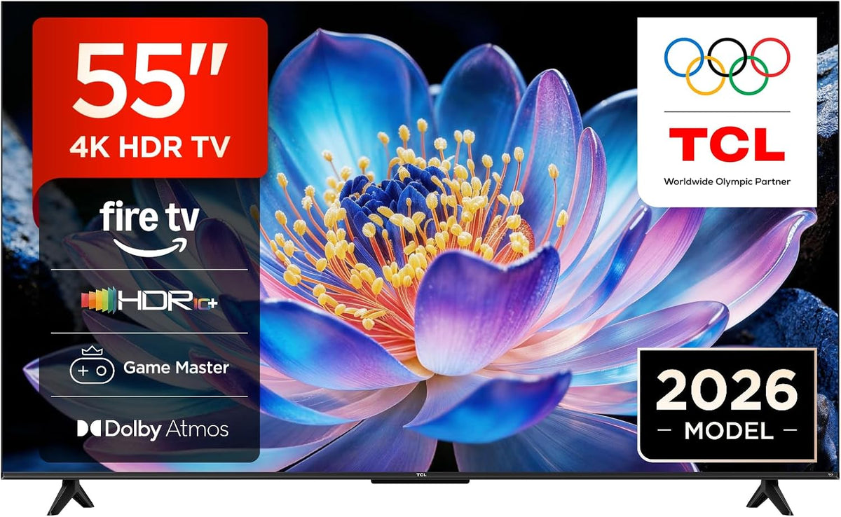 TCL Fernseher, 55 Zoll, Schwarz, Smart TV, 55V6D, 4K UHD, Smart TV, Fire TV, HDR10+, Dolby Atmos, DTS:X, Game Master