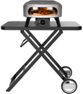 Cozze Pizzaofen, 13 Zoll, Schwarz, CLASSIC Gas 50 mbar mit faltbarem Outdoor-Tisch, Regler, Schlauch, Tür & Pizzaste