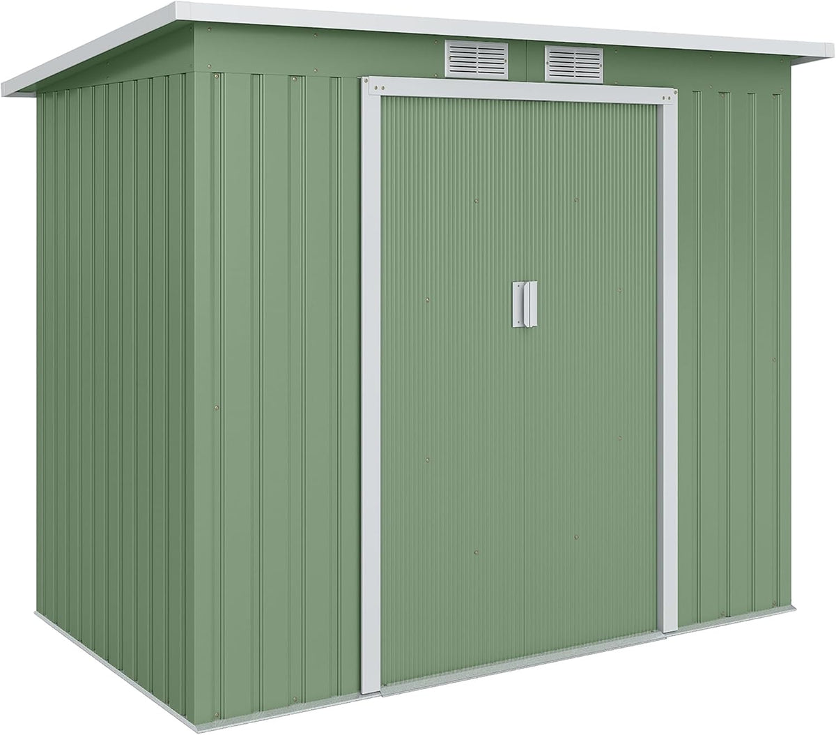 Gerätehaus Outsunny, 213x130x172 cm, 2,42 m, Grün, Metall ² mit abschließbarer Doppelschiebetür, Belüftung und Bodenrahmen