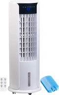 Sichler Haushaltsgeräte Klimaanlage, Weiß/Blau, Luftkühler mit Kühlakkus: 3in1-Luftkühler, Turmventilator und Luftbefeuchter