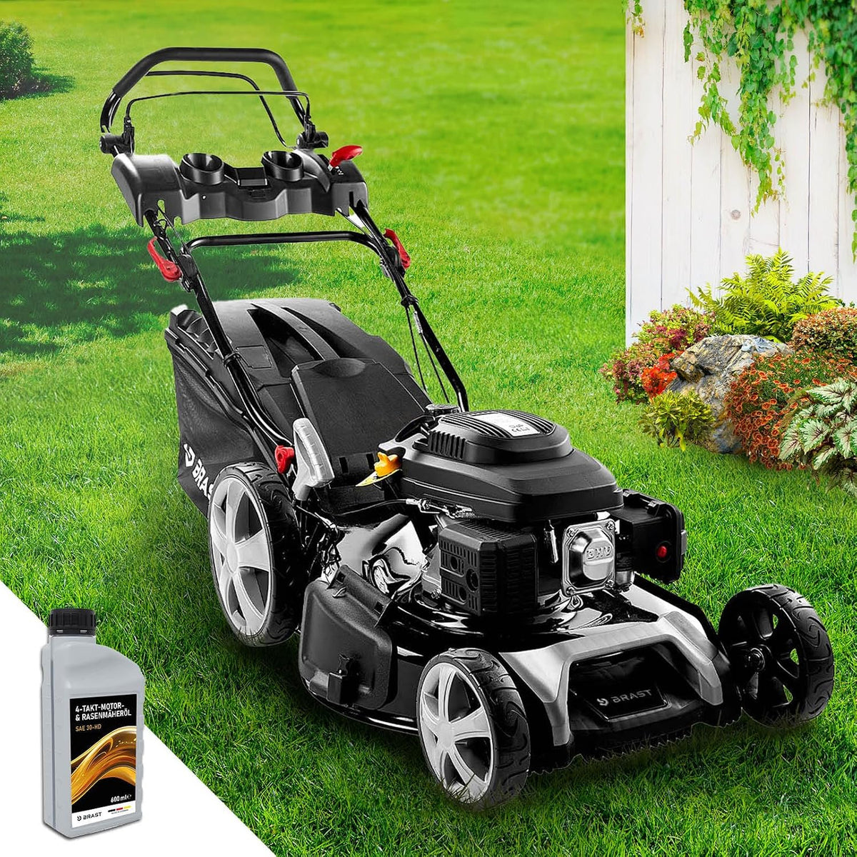 BRAST Rasenmäher, 5,2 kW, 55 cm, 80 mm, 60 L, Schwarz/Silber, Benzin mit Antrieb, (7PS), Schnittbreite, viele Modelle