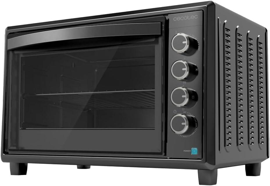 Cecotec Mini-Öfen, 60 Liter, 2200 W, Schwarz, Innenbeleuchtung, 12 Funktionen, Temperatur bis zu 230º, Doppeltürglas