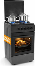 BAKAJI Backofen, Schwarz/Silber, Gasbetriebene Outdoor-Küche mit und 4 Brennern, Herd mit abnehmbaren Brenner und Grillrosten aus Gusseisen