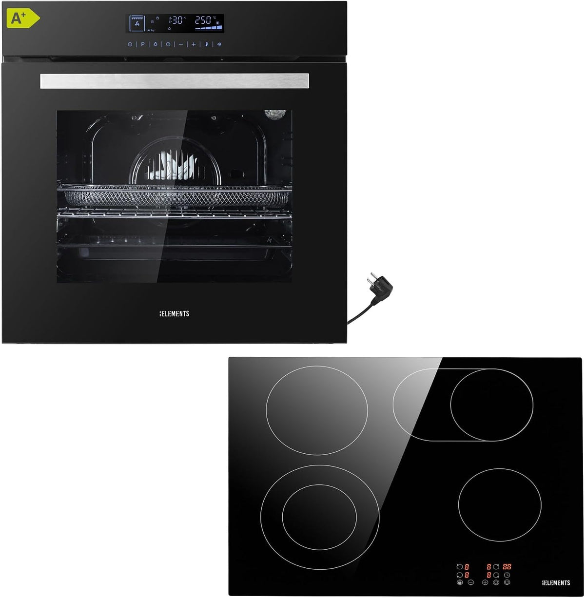 Autarkes Backofen, 73Liter (Nutzvolumen: 65Liter), 3000Watt, 60 cm, 59 cm, Keramikglas, Schwarz