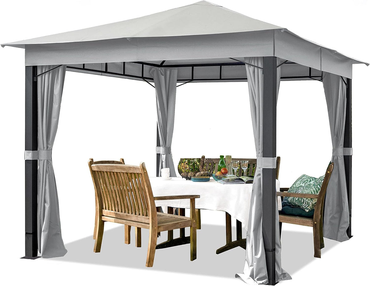 TOOLPORT Pavillon, 9x9 cm, Hellgrau/Schwarz, Garten 3x3 m ALU ca. 220 g/m² Dachplane wasserdicht