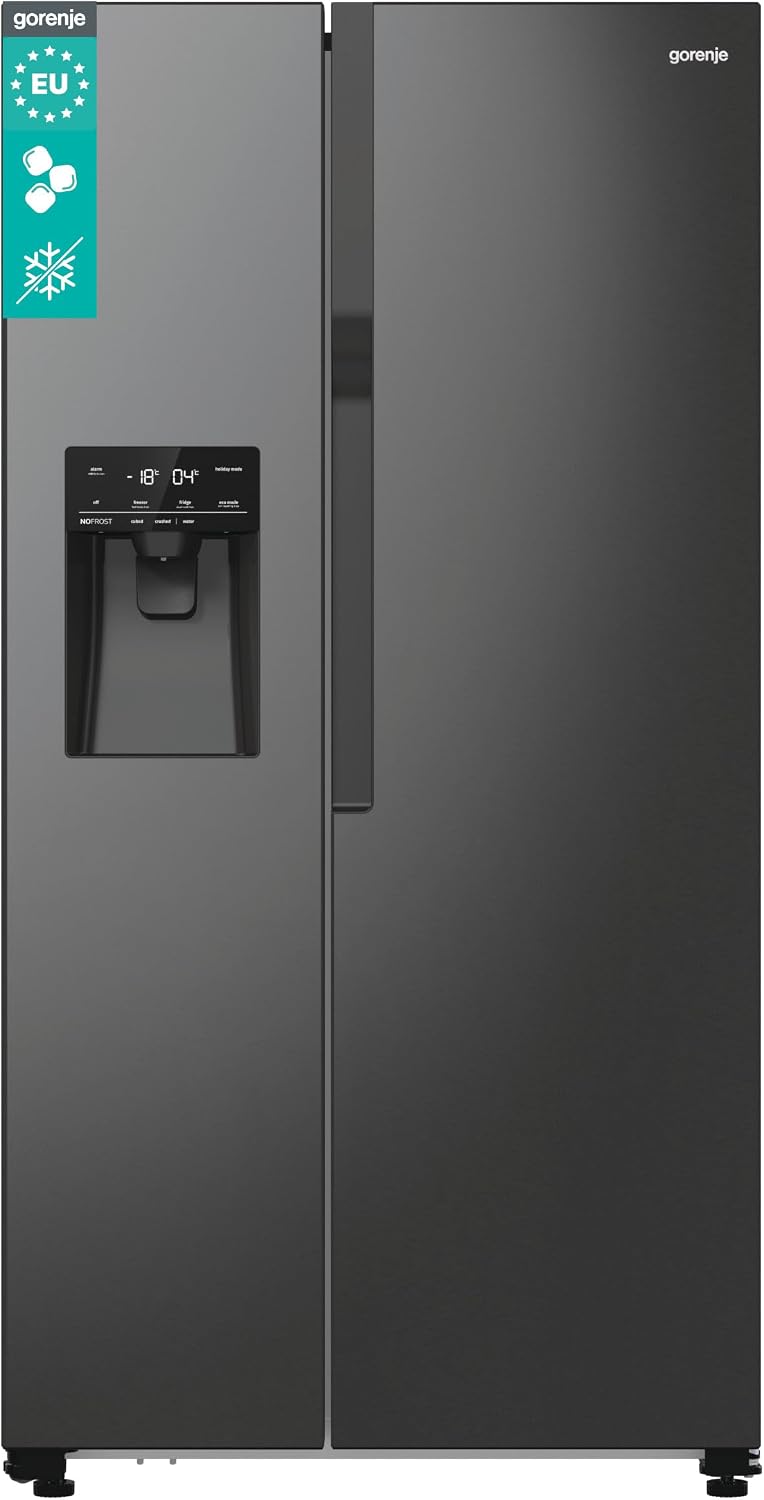 Gorenje Kühl-Gefrierkombination, Schwarz, NRR9185ESBXL Side by Side Kühl-Gefrier-Kombination Edelstahl