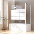 Goezes Duschkabinen & -wände, 75x120x140 cm, 6 mm, Transparent/Weiß, Duschwand für Badewanne mit Seitenwand 3-teilig Faltbar