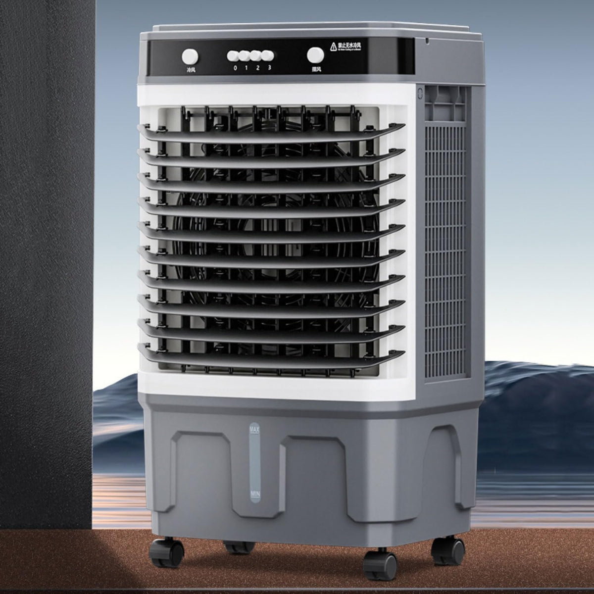 Klimaanlage Mobiles Klimagerät, Weiß, mit Verdunstungskühler, Eisfach und großem Wassertank für langanhaltende Kühlung
