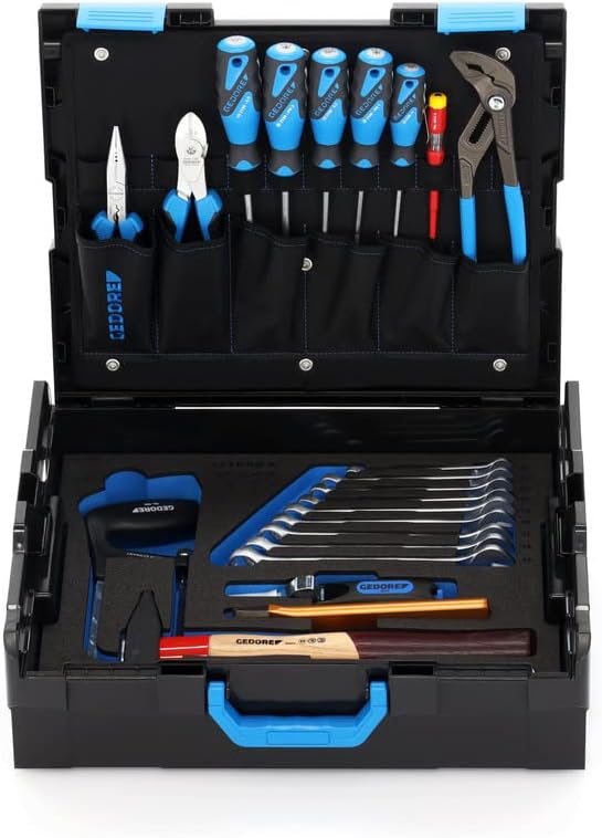 GEDORE Werkzeug-Sets, Schwarz/Blau, Werkzeugkoffer L-BOXX 136, Set 23-teilig, gefüllt, Werkzeug für Auszubildende