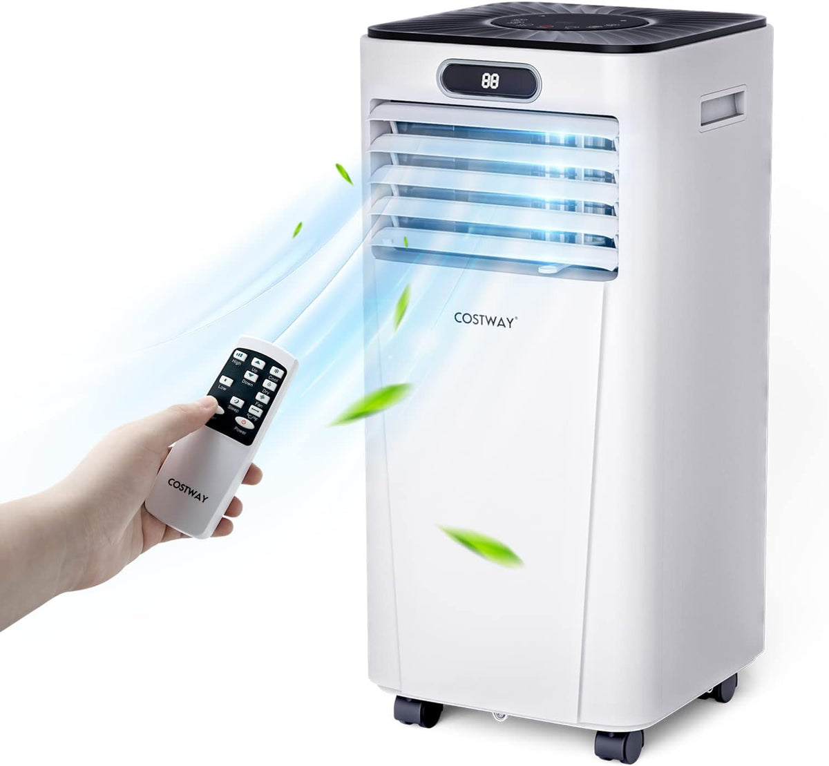 COSTWAY Mobiles Klimagerät, Weiß/Schwarz, Portable Air Conditioner, Sleep Mode, 24H Timer Function, Remote Control