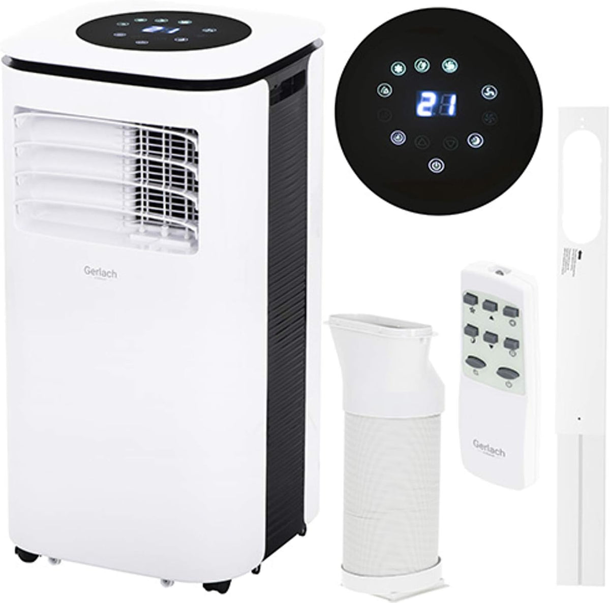 Gerlach Klimaanlage, 25 m, Weiß/Schwarz, GL 7923 Klimatisator, 9000 BTU, 3 in 1 Klimagerät, Gebläse, Lufttrockner