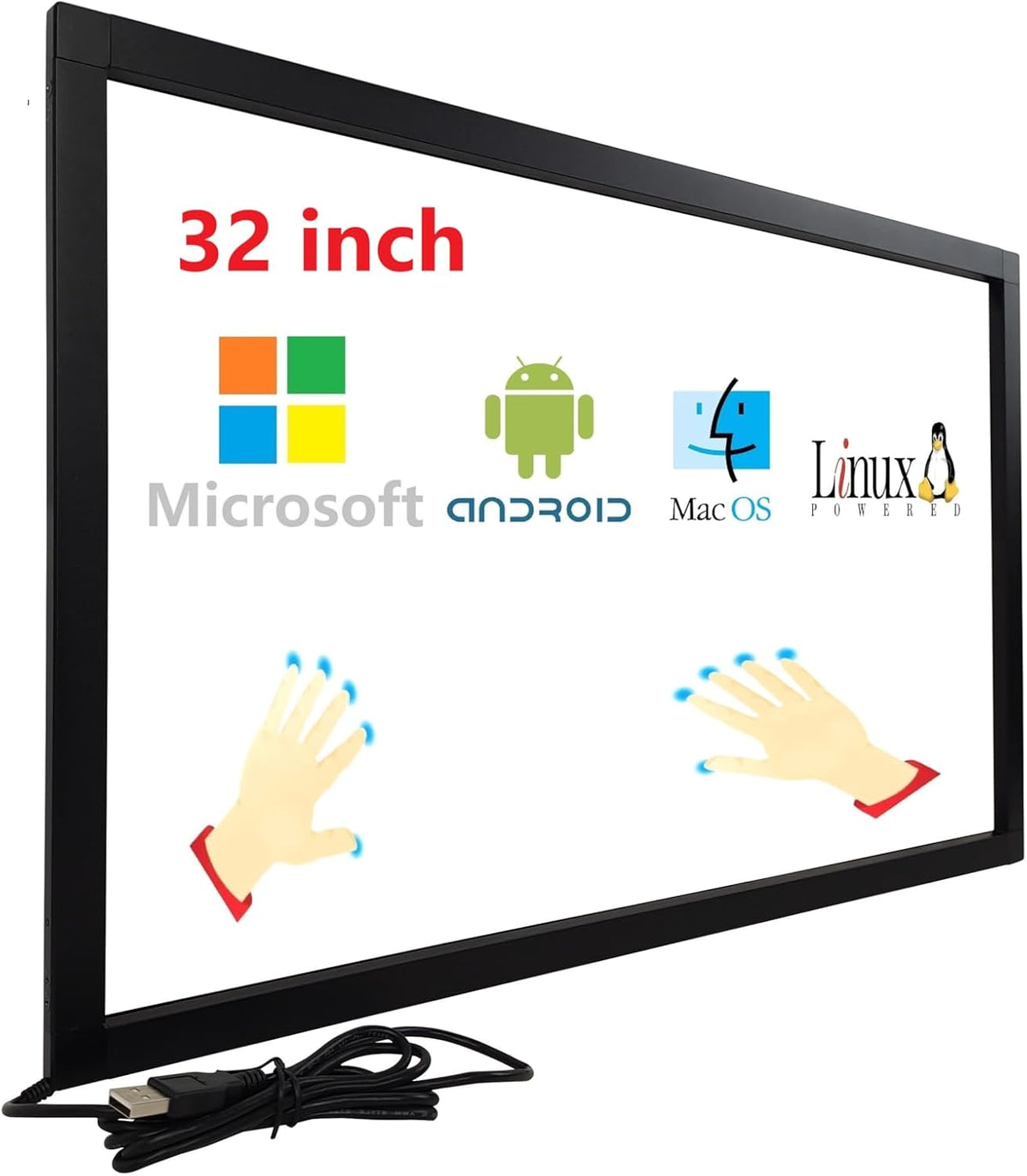 Monitor, 32 Zoll, Schwarz, Infrarot-Touchscreen-Rahmen, IR-Touchscreen-Overlay, Touchscreen-Panel, kostenloser Treiber für interaktives Whiteboard