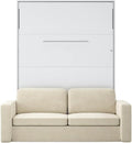 Sofa MAXIMAHOUSE, 140 V, Weiß/Beige, Schrankbett Vertikal mit, Invento NOVA mit Lattenrost aus Holz, Bett im Schrank 140x200 Erwachsene