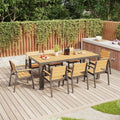 TRIUMPHKEY Gartenmöbel-Set, 189 cm, Teakfarbe/Grau, Aluminium Gartenmöbel 8+1, Gartenmöbel Set mit 1 PS Gartentisch und 8 Gartenstühle