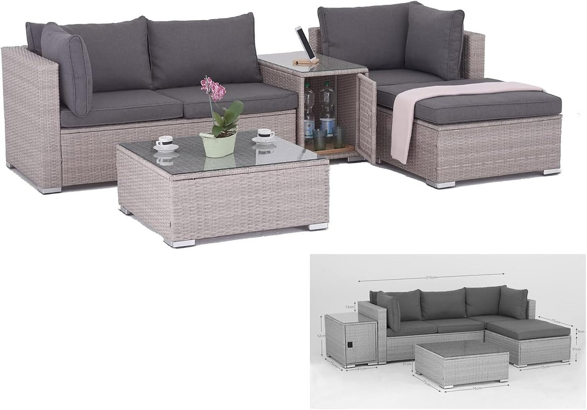 Sofa Enjoy Fit, Robustes Aluminium-Gestell mit Poly Rattan Kunststoffgeflecht, Grau