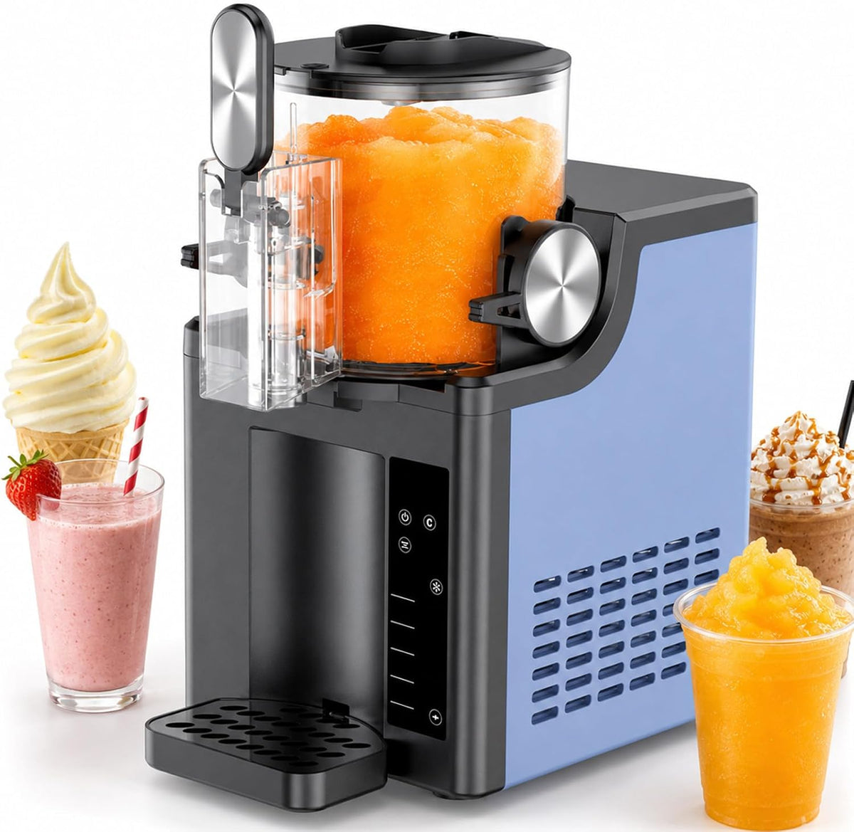 Eismaschine, Blau, Generisch Slush-, 5-Liter-Soft mit 4 voreingestellten Modi, Touchscreen und EIN-Knopf-Selbstreinigung für Zuhause