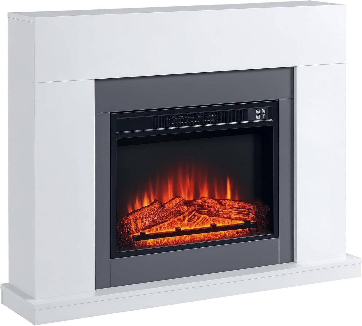 HOMCOM Elektrokamin, Weiß, mit Heizung LED Flammeneffekt 3 Helligkeiten