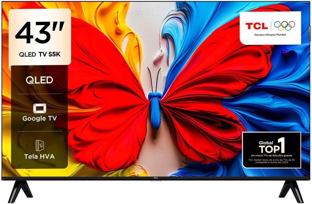 TCL Fernseher, 43 Zoll, Schwarz, TV 43S5K (2025) QLED FHD
