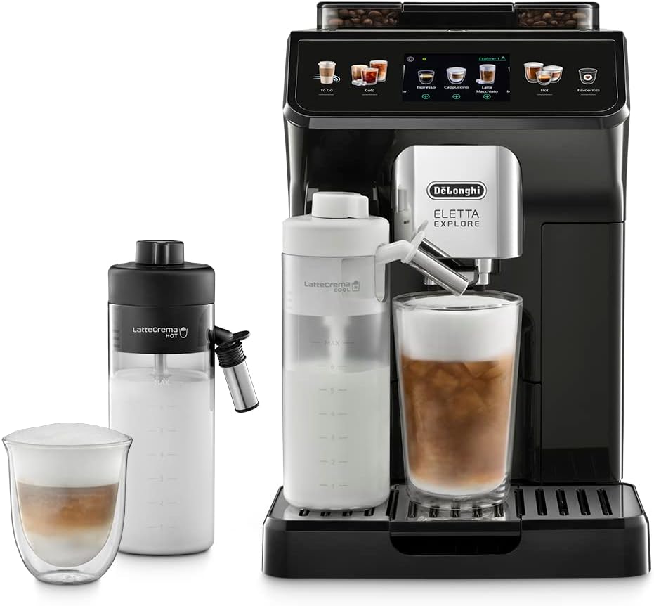 De'Longhi Eletta Explore ECAM 450.55.S Kaffeemaschine, Schwarz/Silber, Cafetera superautomática DE MODELO .55.G