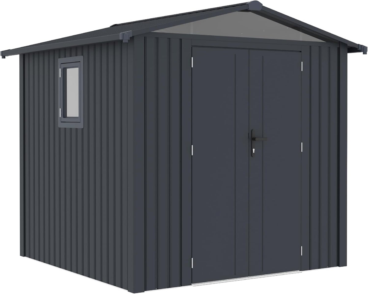 Gerätehaus Rockford, 240x232x220 cm, Anthrazit, Braga 200 gartenhaus Metall - mit Doppeltür und, Gartenhütte, Metall