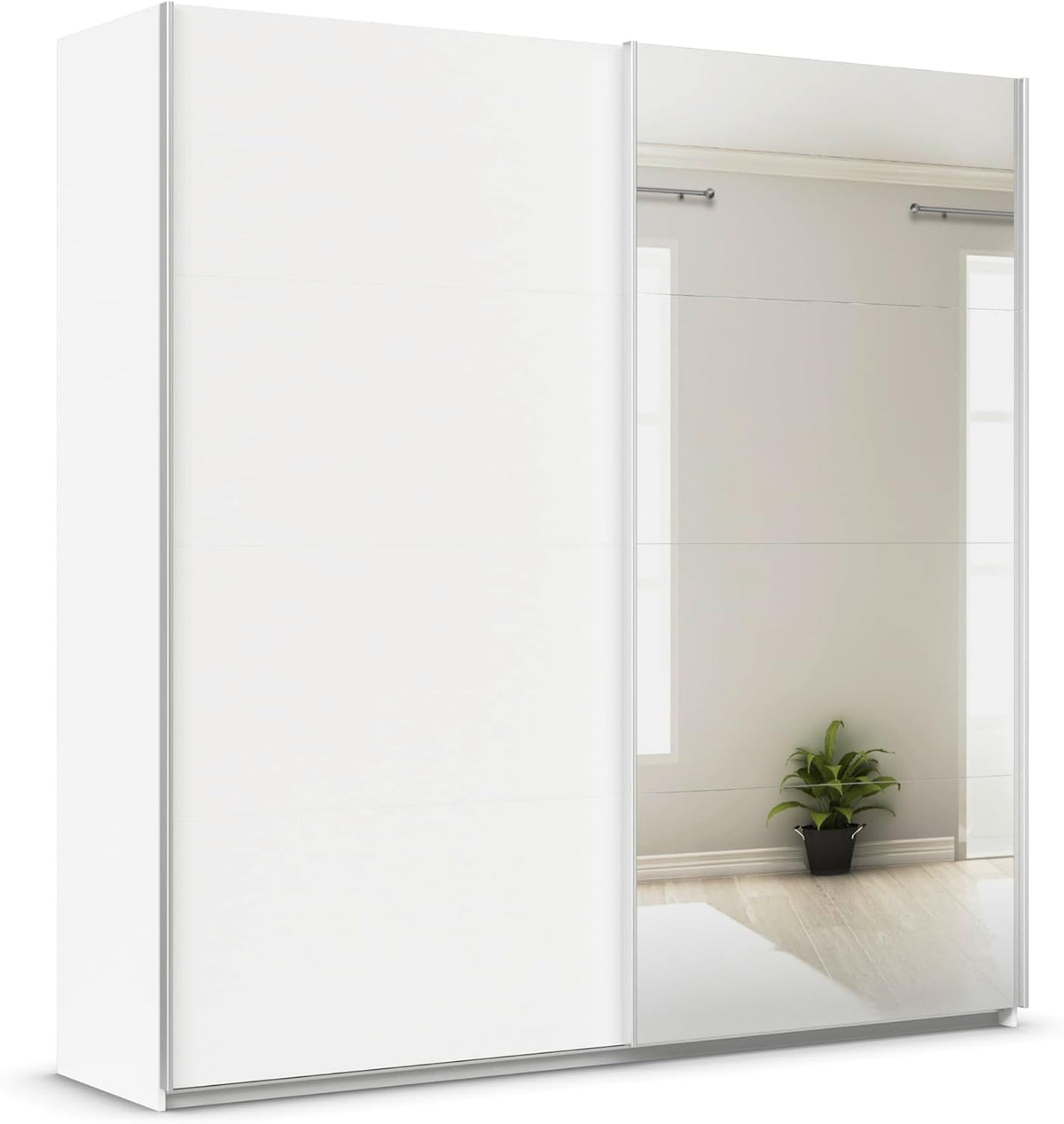 Kleiderschrank Rauch Möbel, 226 cm, Schwarz, QUADRA, Schwebetürenschrank, Farbe Weiß, Breite