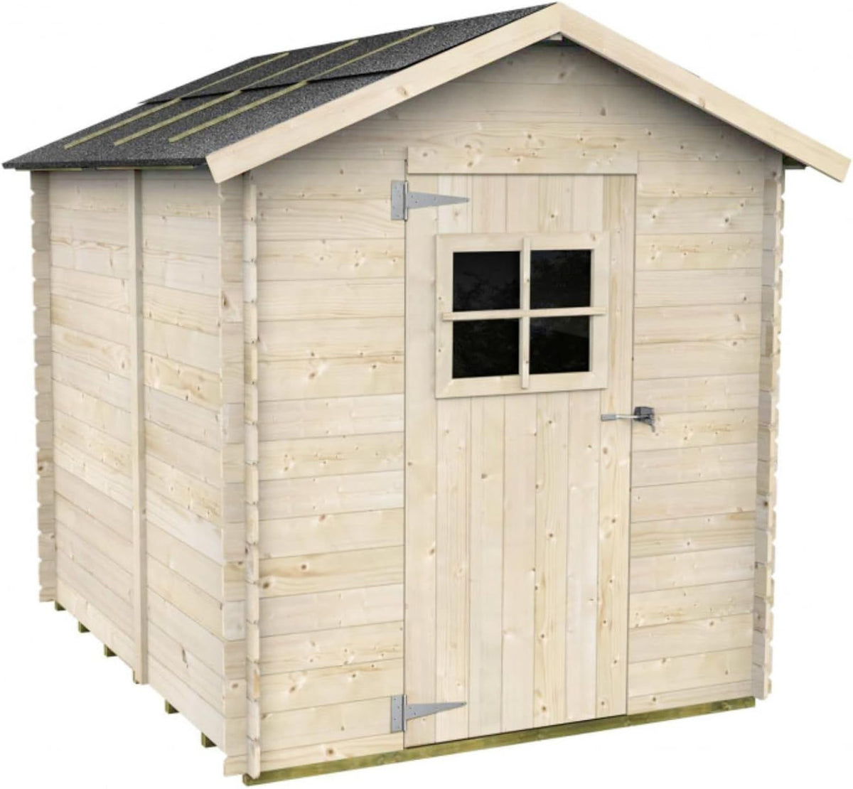 Gerätehaus MONDO VIRO, 178 x 218 cm, Natur/Schwarz, Gartenhaus aus Holz 'Marlo' 205h Einzeltür mit Fenster