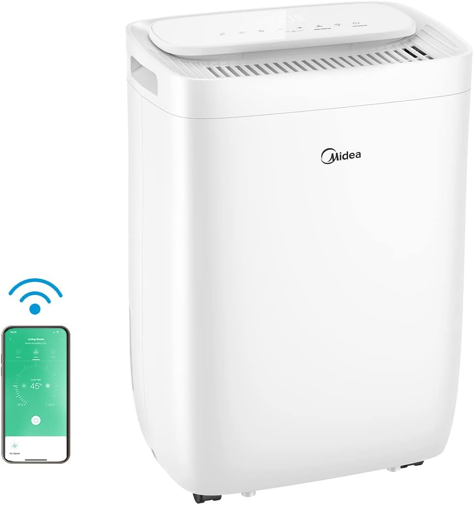 Midea Luftentfeuchter, 10 l, Weiß, /24 h, Haus Mehltau, WLAN-Steuerung, HEPA-Filter, Fresh Dry 10