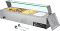 VEVOR Buffetschrank, 1,5 kW, Silber, kommerzieller Speisenwärmer (4 x 1/2 Größe Behälter), elektrischer Wärmebehälter aus Edelstahl mit Glasabdeckung