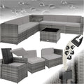 tectake Beistelltisch, grau, Polyrattan Gartenlounge, frei zu gruppierende Balkon Möbel, Gartenmöbel Set mit einem Outdoor