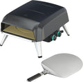 Tefal Pizzaofen, Schwarz/Silber, Jamie Oliver by mit drehbarem Pizzastein, für Zuhause, Gas-, 360° drehbarer Ste