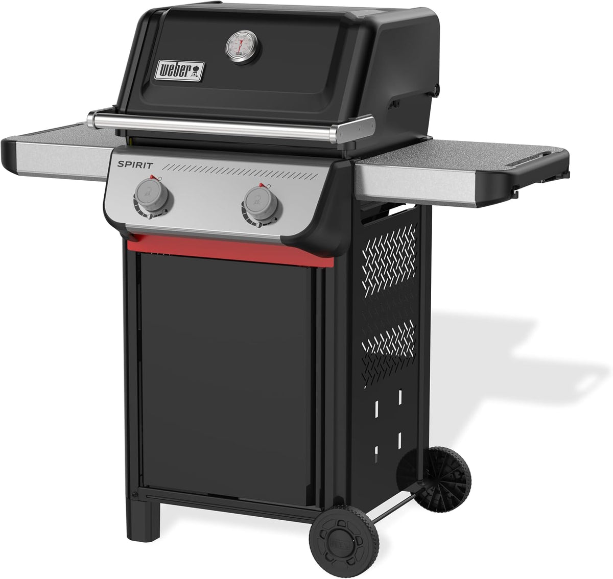 Weber Gasgrill, 51 x 46 cm, Schwarz/Silber/Rot, Spirit E-210, 2 Brenner, Snap-Jet Zündung, Räder, Warmhalterost