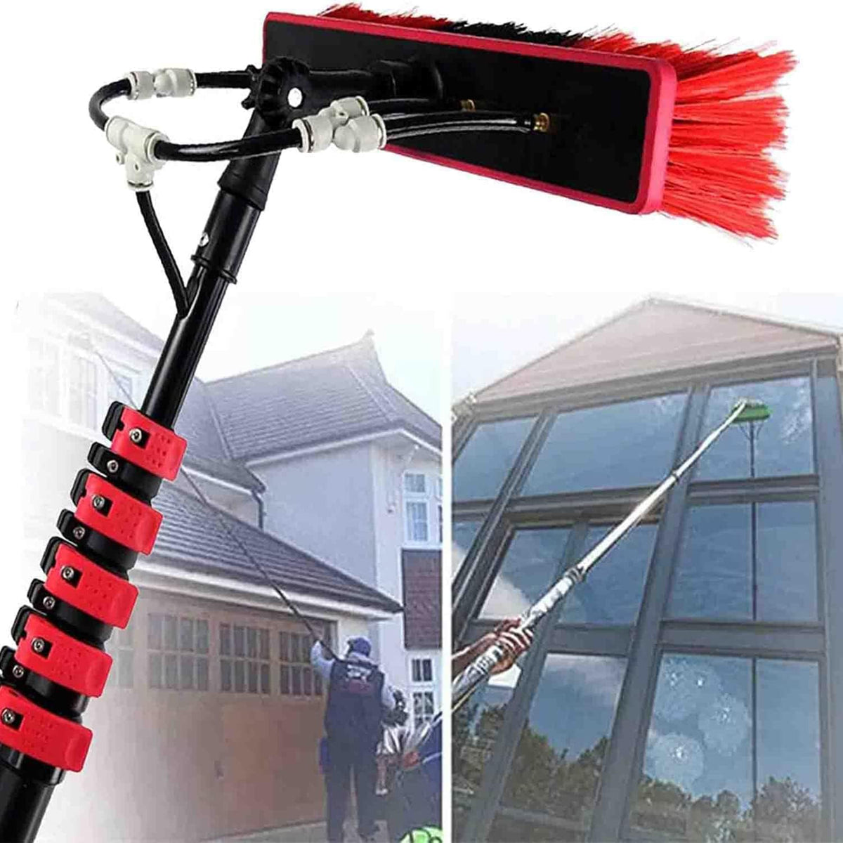 DUANHOZ Kamera, 10,8 m, Schwarz, Fensterreinigungsstange, Teleskop-Fensterreinigungsset mit Wasserzufuhr, Easy