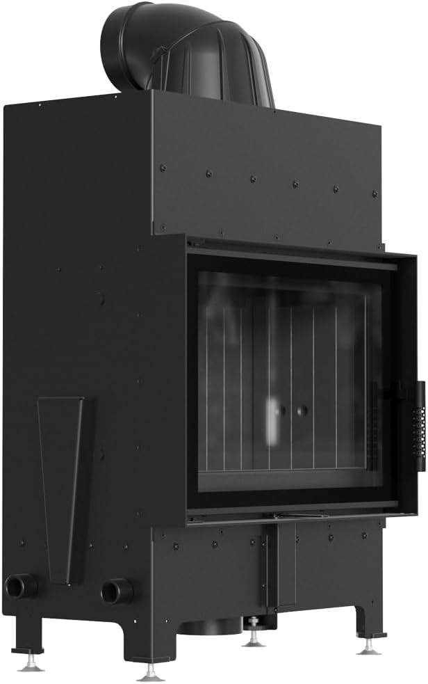 kratki Kamine, 8 kW, Schwarz, Luftkamin Floki S einfach Ø 160 mit em Thermotec