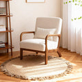 BonVache Relaxsessel, Beige, Gepolsterter Sessel mit Armlehnen, Loungesessel mit Massivholzrahmen für Wohnzimmer