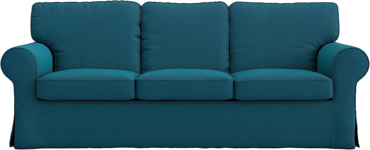 Sofa MASTERS OF COVERS, 218x88x88 cm, Dunkler Ozean, bezug für IKEA Ektorp 3-Sitzer, überzug Ektorp Couch überzug aus Polyester Petite