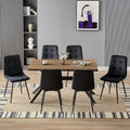 LEWE Essgruppe, 140X80X76 cm, Schwarz, Esstisch mit 6 Stühlen, Rechteckiger Küchentisch aus Dunkle Holz in mit 6
