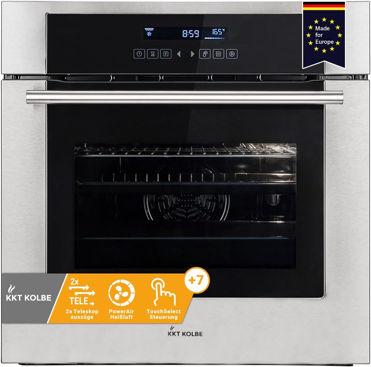 KKT Backofen, 60 cm, 70 L, silber/schwarz, KOLBE Einbau EB8015ED