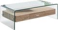 Meubletmoi Sofa, Transparent/Braun, Rechteckiger Couchtisch aus gehärtetem Glas