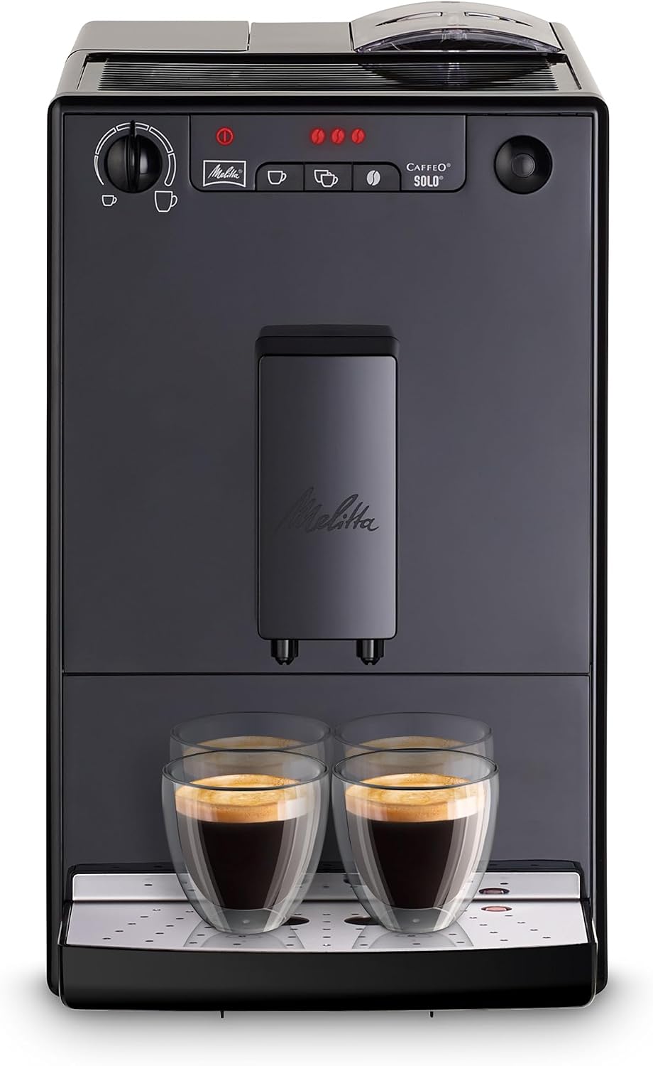 Melitta Espresso- Kaffeevollautomat Caffeo Solo Schwarz, Schwarz, mit höhenverstellbarem Auslauf, kleine Kaffeemaschine mit abnehmbarem Wassertank