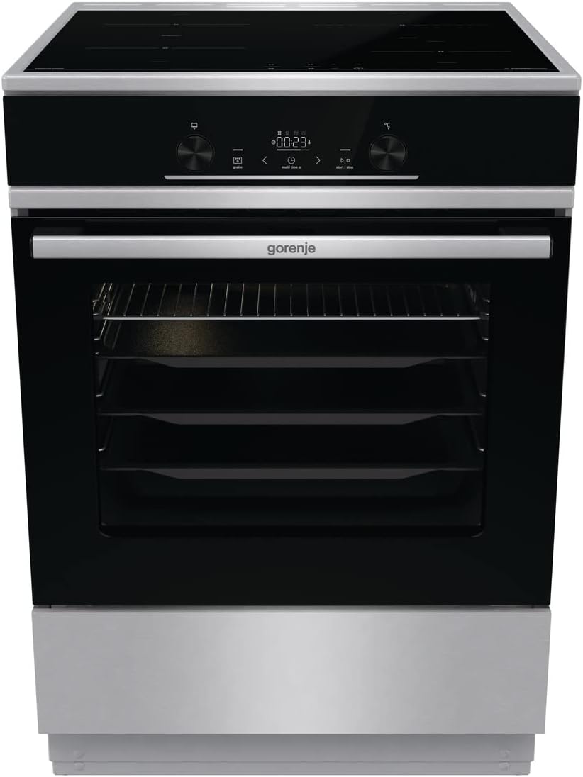 Gorenje Elektroherd, 64 Liter, 60 cm, Schwarz/Edelstahl, GEIT6E 80 XPG Elektro Standherd mit Induktionskochfeld / /