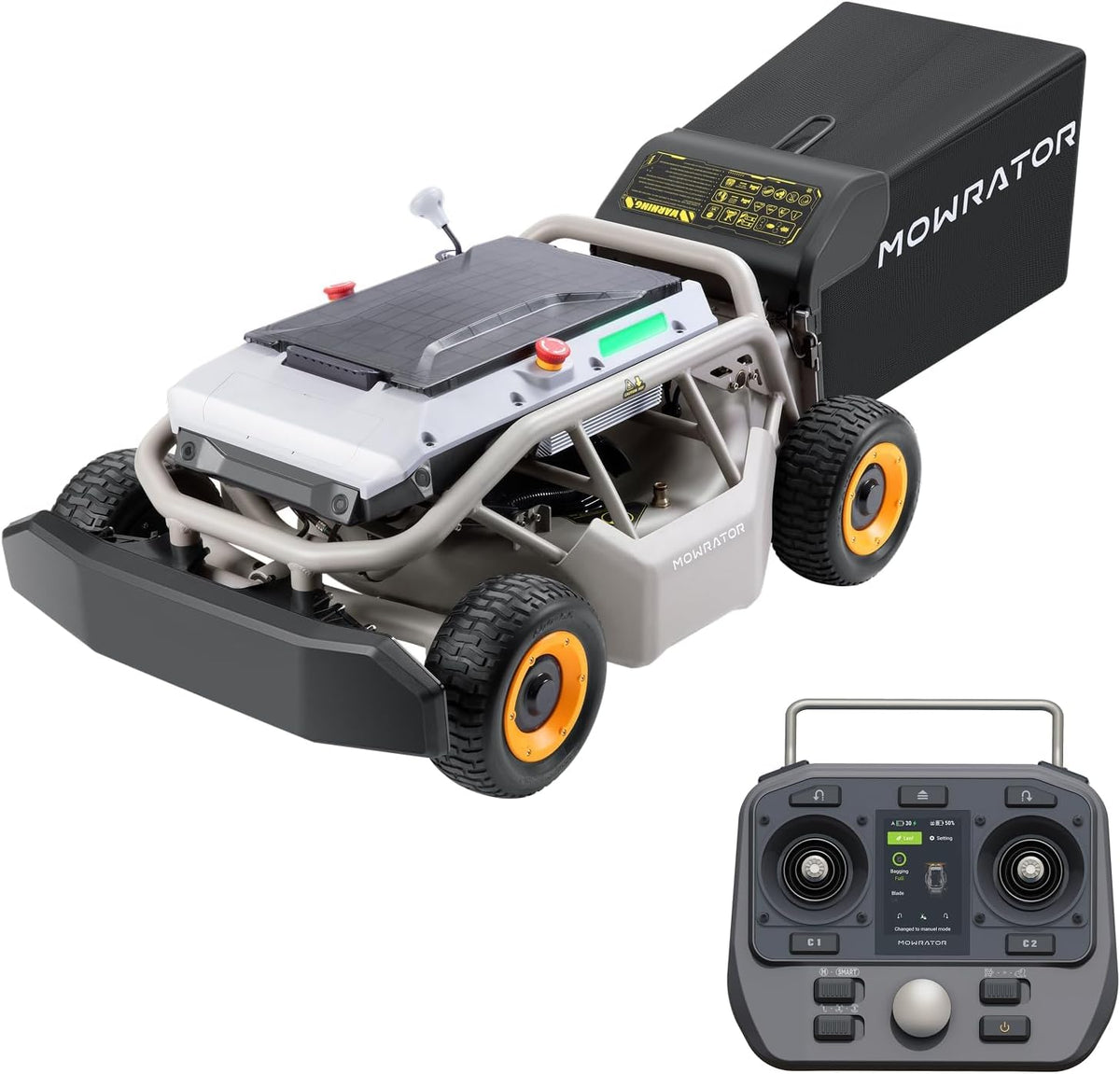 Mowrator Rasenmäher, 21 Zoll, 10,9 cm, 3.000 m, 12 Ah, Schwarz/Grau/Orange, S1 4WD Fernbedienung, 56 V Akku, Schnittbreite