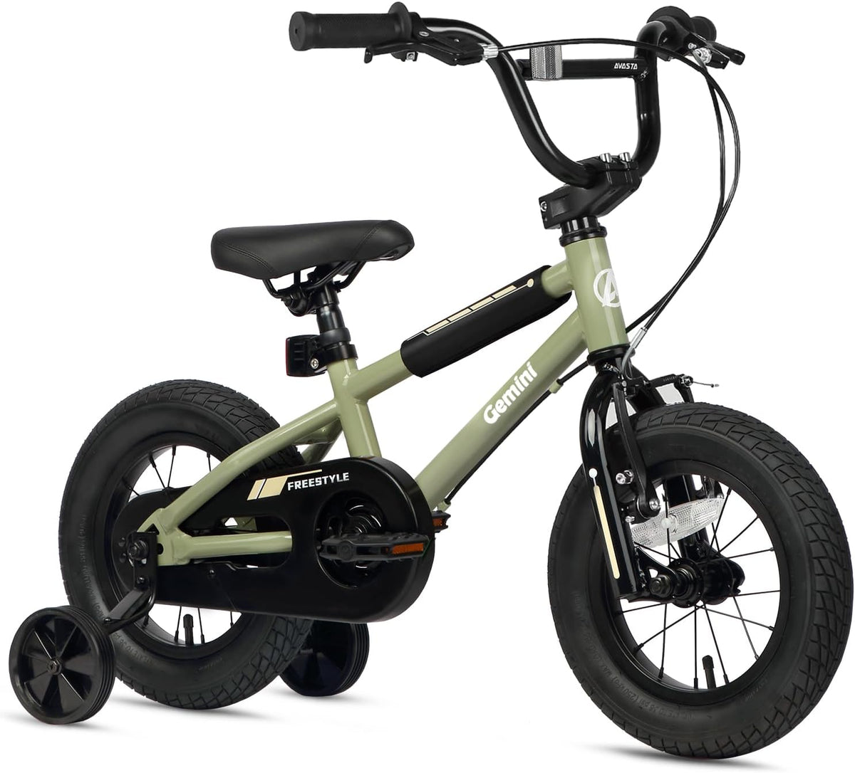AVASTA Fahrrad, 18 Zoll, Grau, Gemini 12 14 16 Kinder BMX Style mit Stabilisatoren für, Mehrere Farben