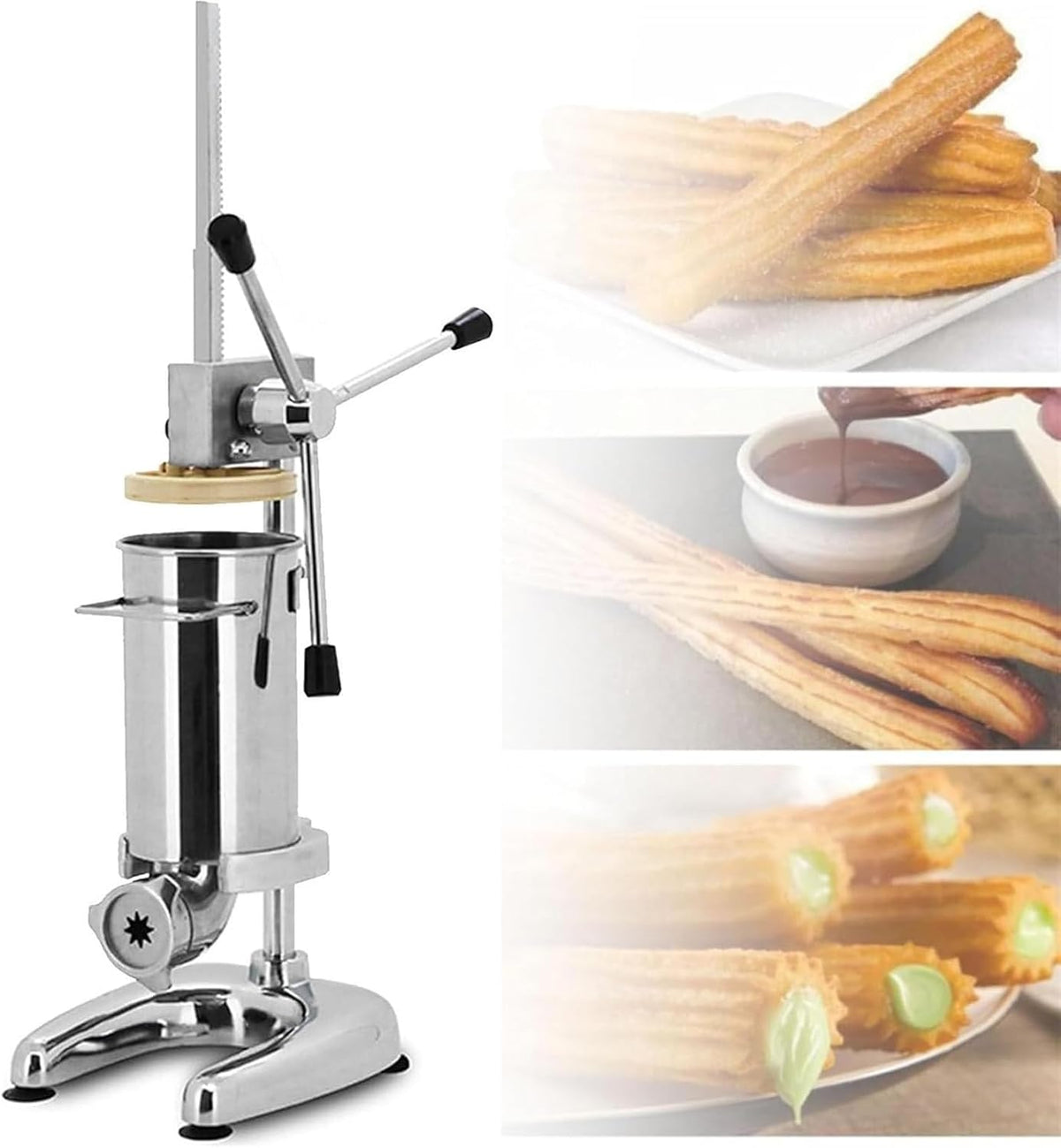 Donut-Maker, 5 l, Silber, Smart Home, Manueller Churros-Maker aus Edelstahl mit Sahnefüllung