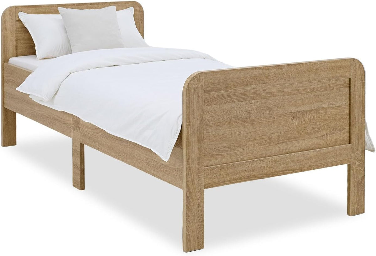 Homestyle4u Bettrahmen, 90x200 cm, Natur, Seniorenbett Komfortbett Holz Extra Hoch