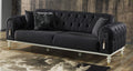 Sofa Casa Padrino, 83 cm, Massivholz, Metall, Polyesterschaum, Stoff, Gold, Luxus Chesterfield Schlaf Dunkelgrau/Weiß/ 230 x 95 x H