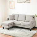 Sofa staronce, 166x118x77 cm, Grau, Modulares Eck mit Ottomane, 3-Sitzer, Links oder rechts montierbar, kleines Polster mit Chaiselongue